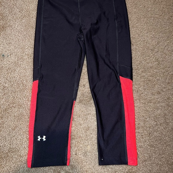 Under Armour Leggings Small - Dark Gray/Charcoal & Coral Mesh - Picture 2 of 6